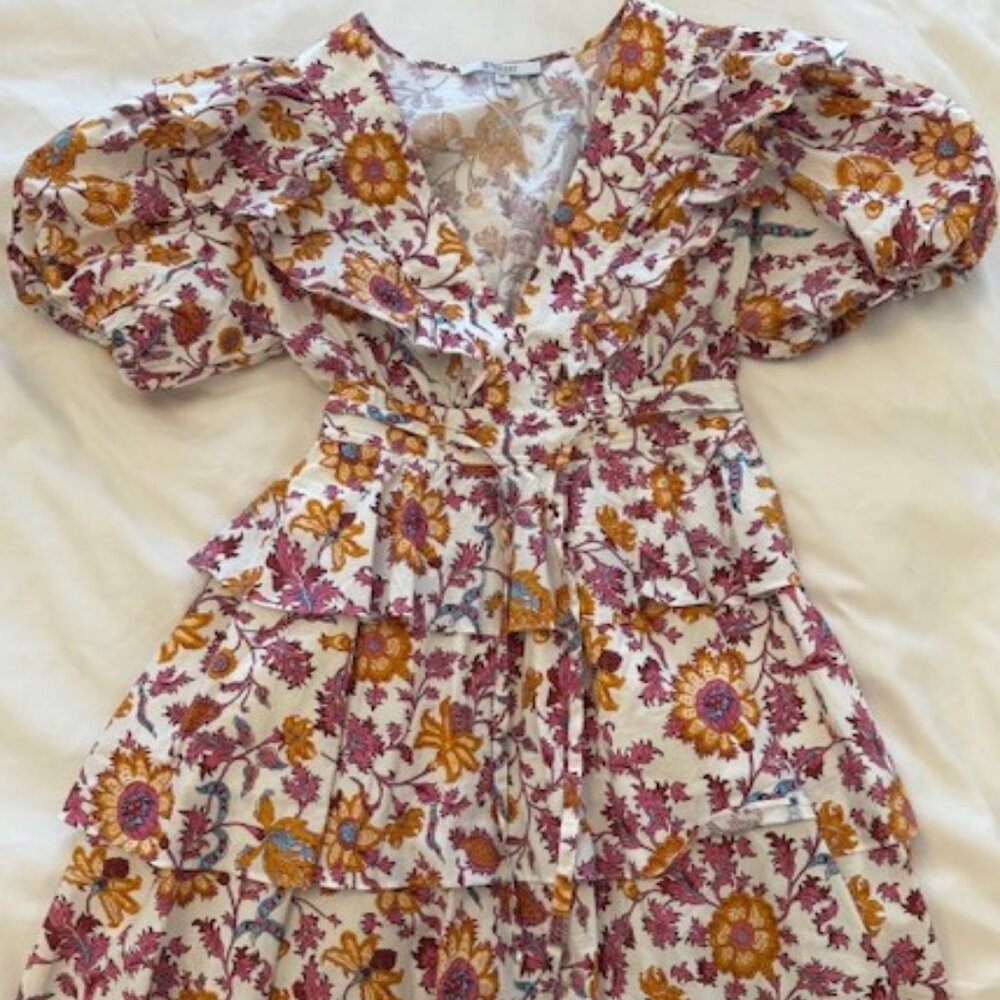 Derek Lam 10 Crosby Floral Ruffle Mini Dress – Size 00 (Boho Chic, Puff Sleeve)